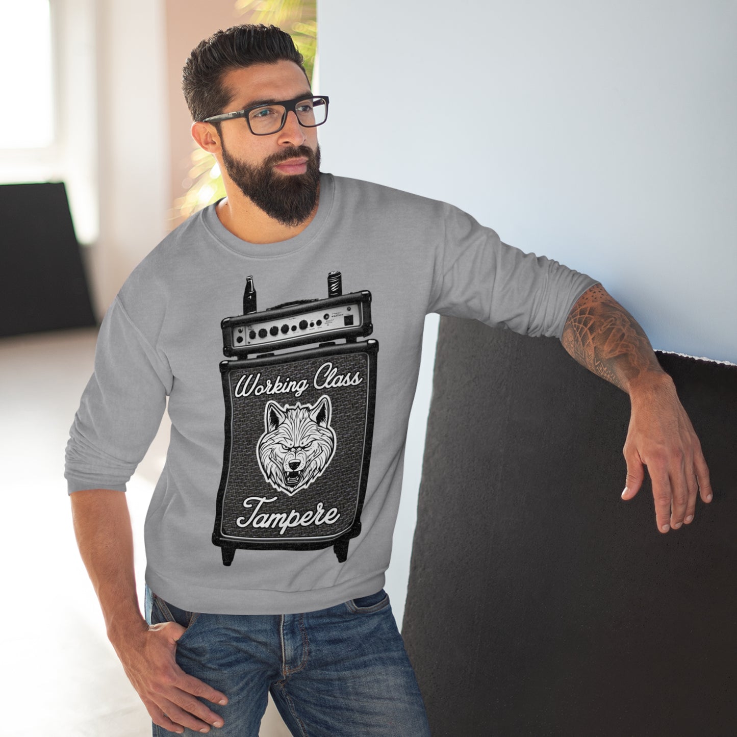 WCT Wolf Stack Design Unisex Crew Neck Sweatshirt